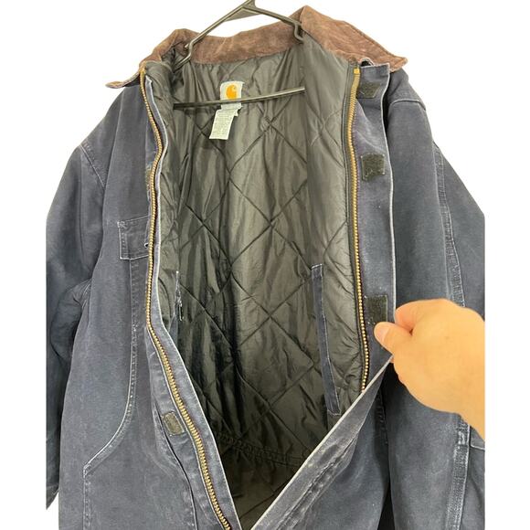 Vintage Carhartt Chore Jacket Navy Blue Mens Size XXL C26 MDT Distressed Rare - Picture 11 of 11